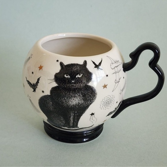 Anthropologie Florence Balducci Mug Black Cat Halloween NEW - Picture 3 of 4